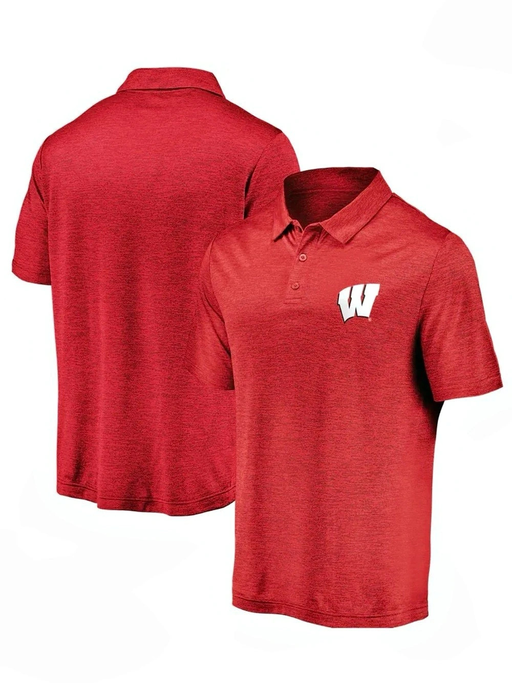Fanatics Wisconsin Badgers Primary Logo Striated Polo - Red Men’s Large NWOT
